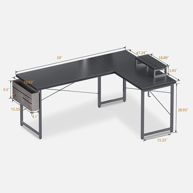 Home Office game desk corner computer desk small L-shaped computer desk with cloth bag headset hook