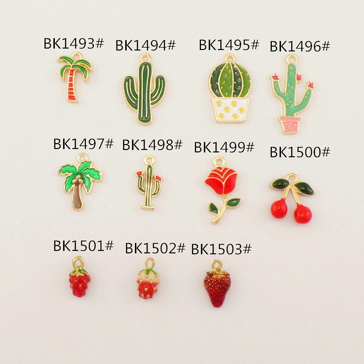 20g Weight 10 PCS/Package 15 * 20mm Alloy Cactus Cherry Strawberry Pendant