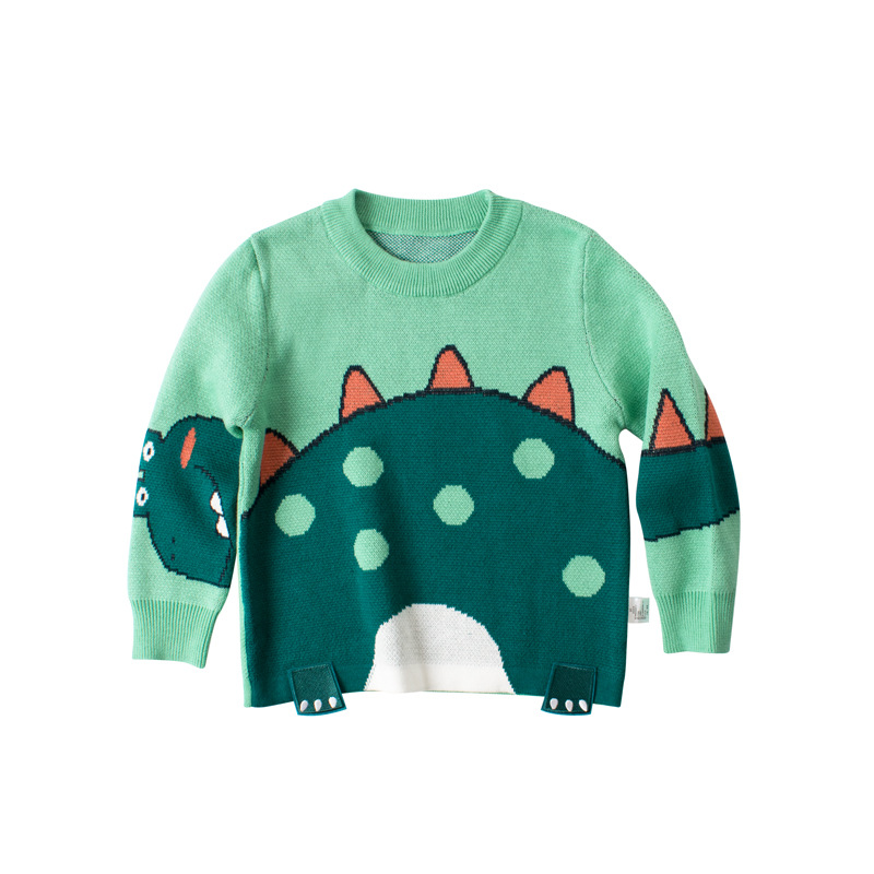 Versión coreana de la nueva ropa para niños, niños, suéteres para niños, jersey de punto de dinosaurio tridimensional de dibujos animados, ropa de lana