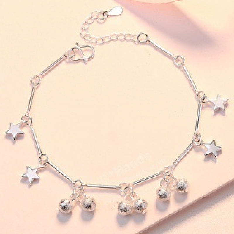 WYF107-Silver Bead Tube Star Silver Bracelet#SZ024