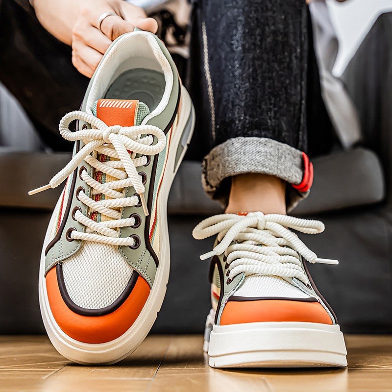 Zapatos de tablero de color personalizado para hombres, nicho, zapatos de moda de todo fósforo de Harajuku, zapatos de hombre de suela gruesa de verano para estudiantes, zapatos deportivos y casuales 2025