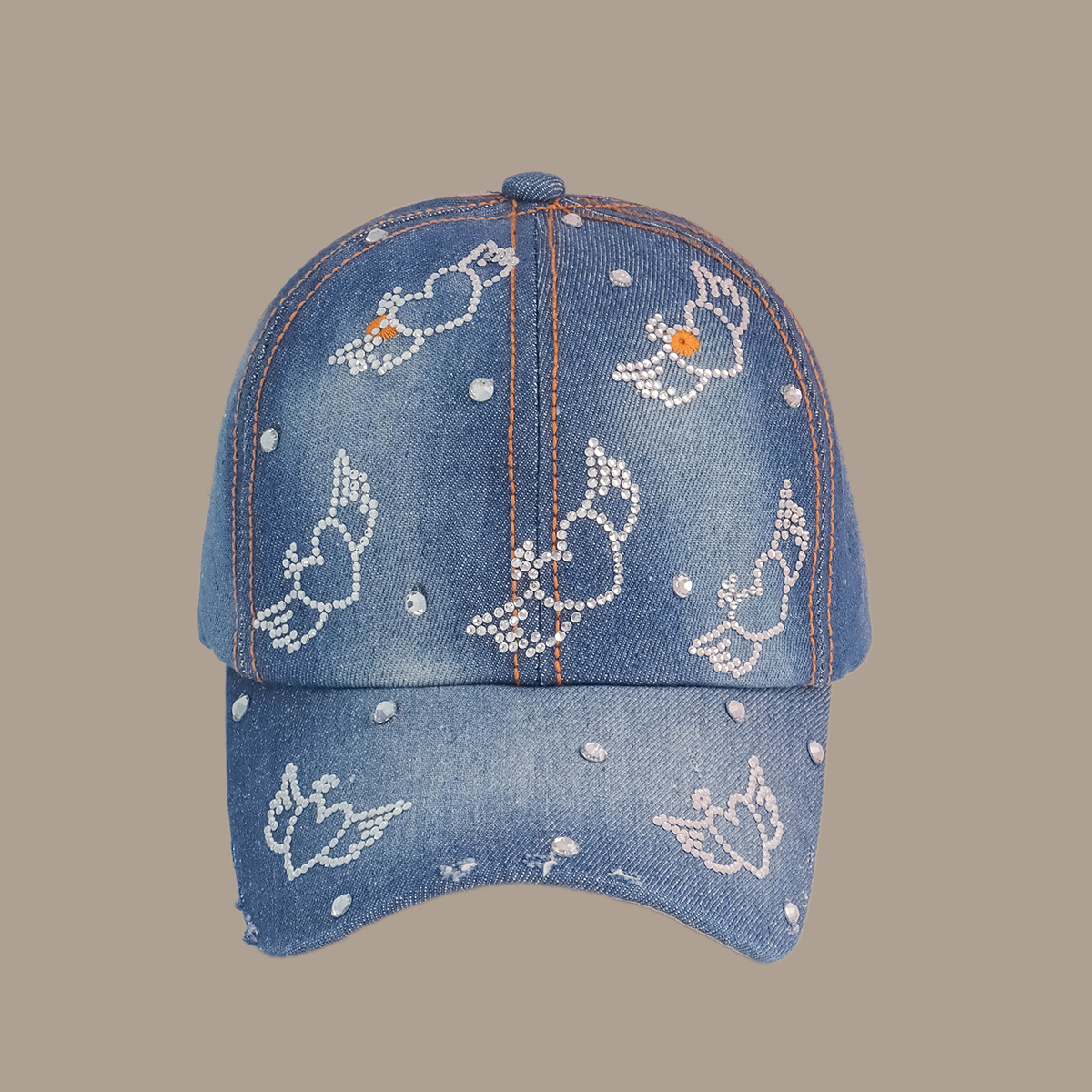 Korean Fashion Blue Rhinestone Wings Wide-brimmed Baseball Cap display picture 4