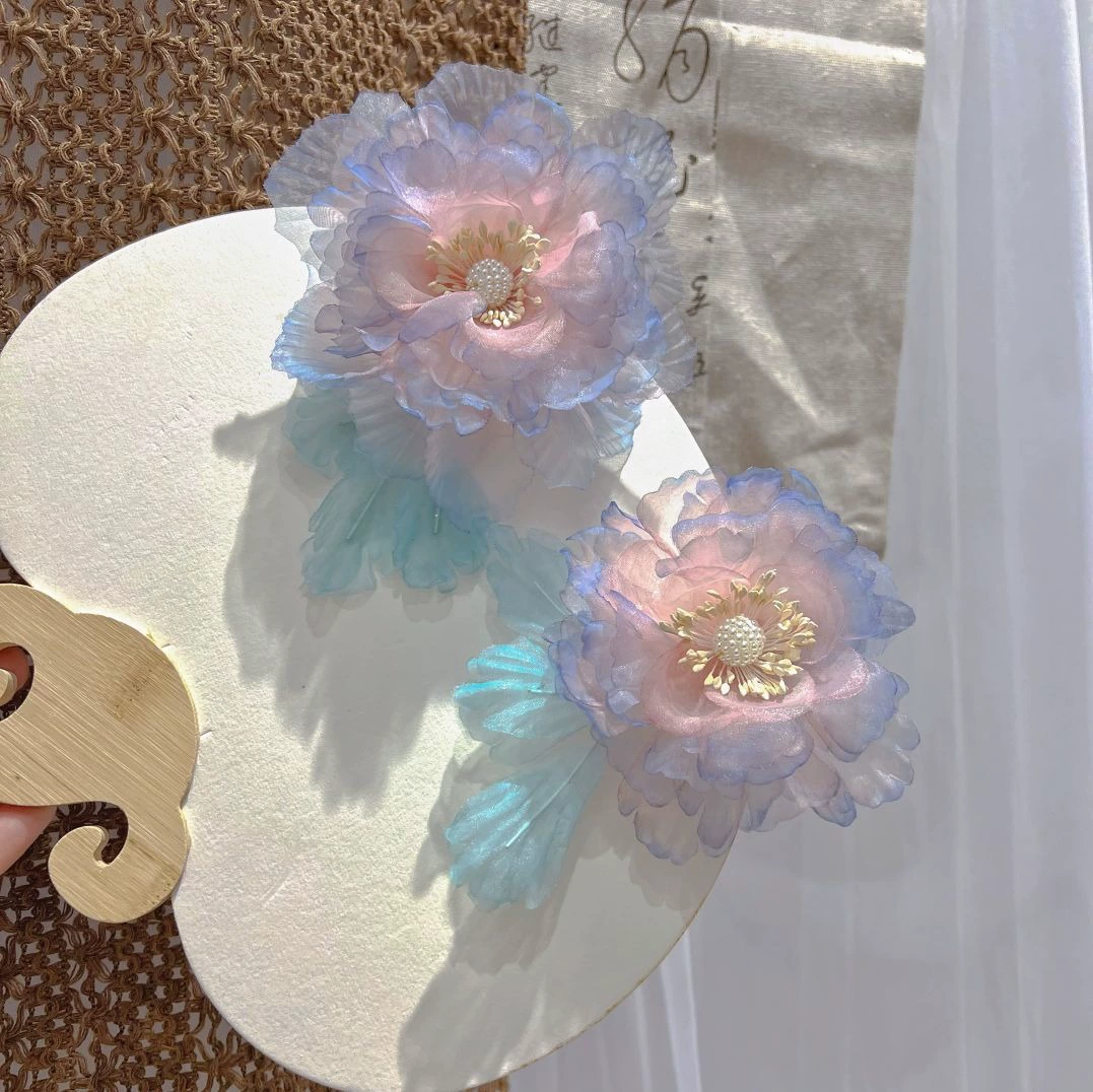 Сетчатый цветочный аксессуар для волос в стиле феи в стиле древнего Ханфу с аксессуаром для волос в виде заколки для волос в виде утконоса в морском стиле.