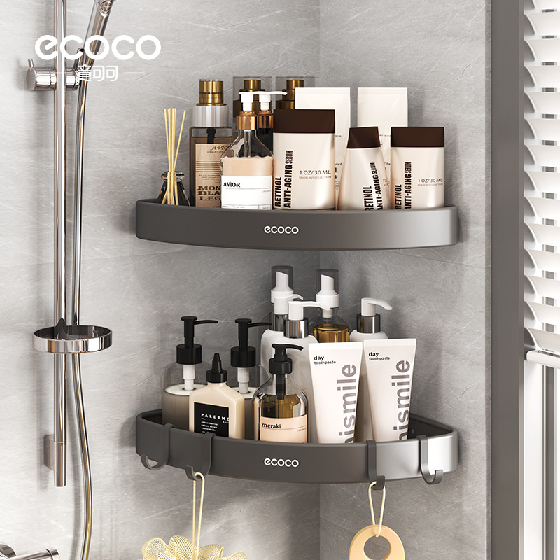 Estante de baño sin perforación, estante de baño, inodoro, mesa de lavado de manos, soporte de almacenamiento triangular en la pared, pared de baño