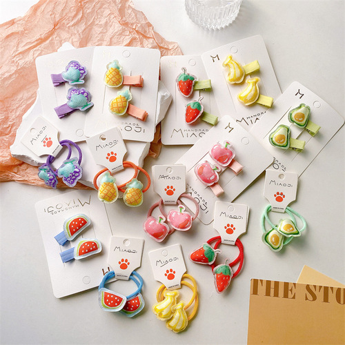 New Cute Cartoon Cotton Baby Clip Cloth Fruit Hair Band Baby Side Clip Bangs Clip Girls 