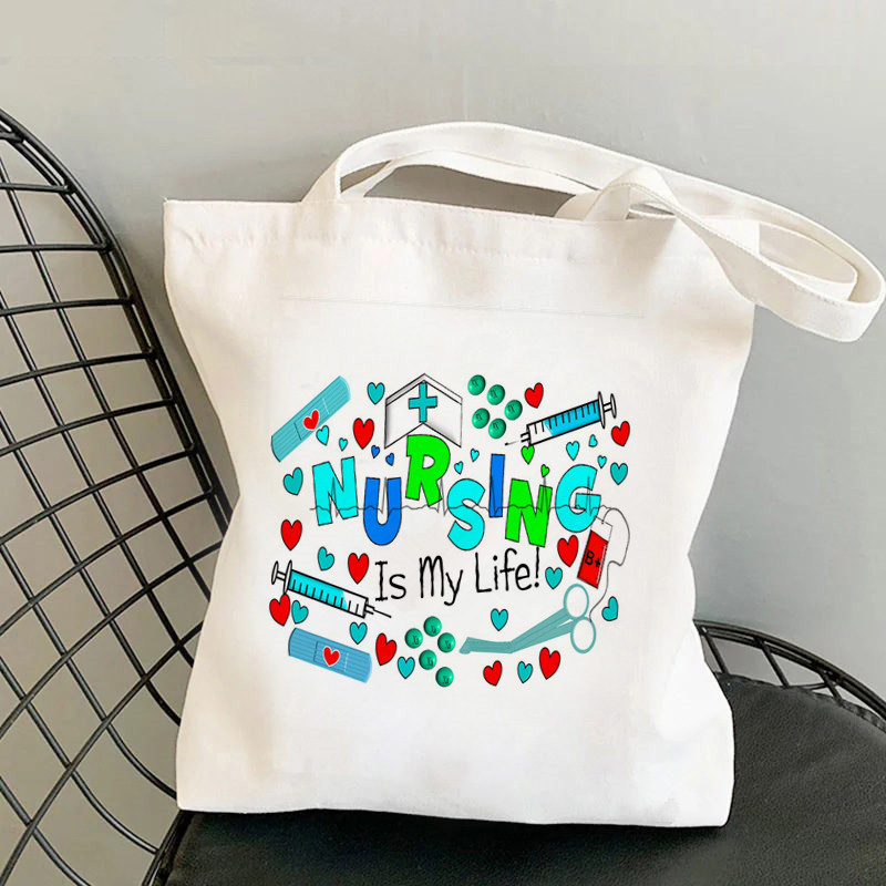 Comercio exterior transfronterizo Nursing Essentials impresa bolsa de lona Harjuku bolsa de hombro bolsa de mano bolsa de compras en stock