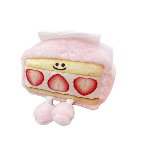  New Cat Style Cute Tissue Box Personalized Creative Strawberry Cartoon Niche Plush Cute Desktop Storage Bag