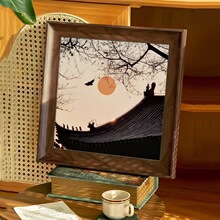 晚霞日出桌面摆件客厅卧室装饰画家居饰品办公桌美式复古相框摆台