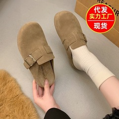 博肯包头拖鞋2025秋季新款勃肯鞋厚底半拖软皮软底低帮女勃肯拖鞋