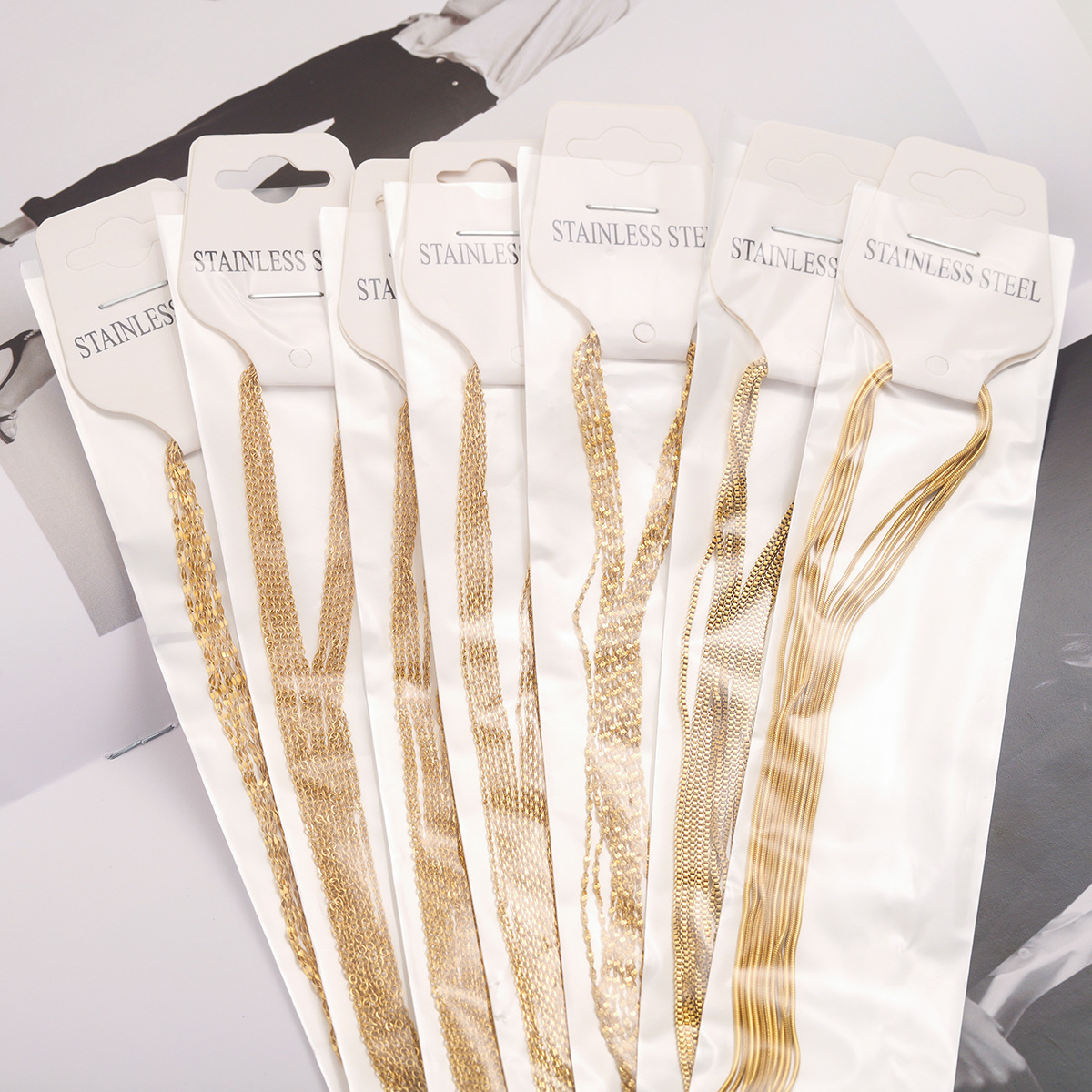 45cmチタン鋼鎖骨万能チェーン調節可能チェーンステンレスネックレスシリコンdiyアクセサリービーズペンダント部品