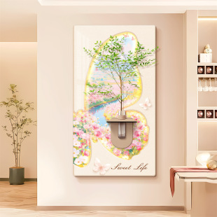Cream Style Modern Simple Three-Dimensional Entrance Hall Decorative Painting Hydroponic Green Plant Corridor Aisle Crystal Porcelain Hanging Painting