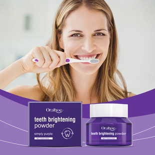 ORALHOE Purple Tooth Powder Cleaning Odor Care Mouth Fresh Breath Brightening Tooth Gum Protection Tooth Powder