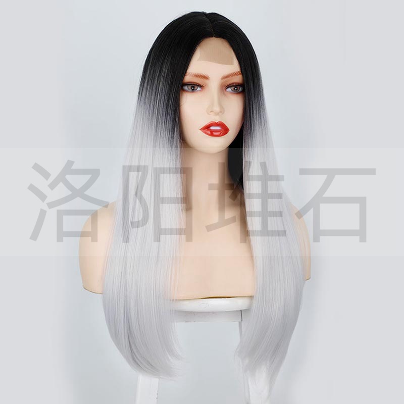 Wig European And American Ladies Wig Long Straight Hair High-temperature Fiber Synthetic Wigs Small Lace Wig Wig One Piece Dropshipping display picture 3