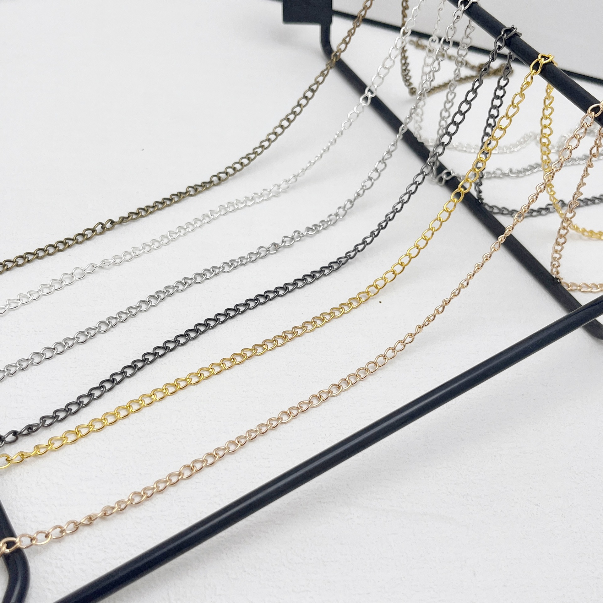 cadena de cifrado DIY collar pulsera orejas accesorios materiales cadena de metal cadena de cifrado cadena de extensión cadena de torsión al por mayor