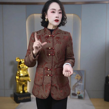 新中式复古蓄热棉棉衣女2025冬季新款时尚中老年大码气质提花外套