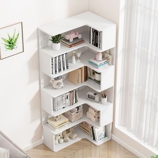 Solid Wood Bookshelf New Student Bookcase Storage Rack Corner Floor Cabinet Multi-Layer Storage Rack Corner Cabinet Triangle Area