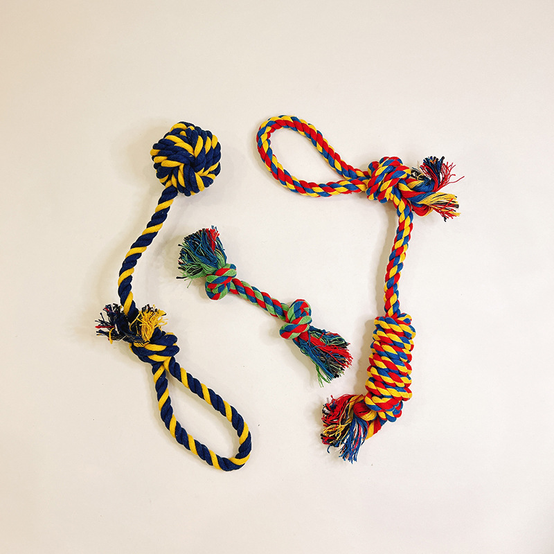 Daily Occasion cotton rope Material Color Block Pattern Basic Cotton Rope Color Block Pet Toys