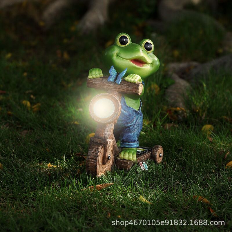 Garden decoration outdoor garden balcony Villa cross-border new frog cycling solar crafts decoration Garden decoration outdoor garden balcony Villa cross-border new frog cycling solar crafts decoration