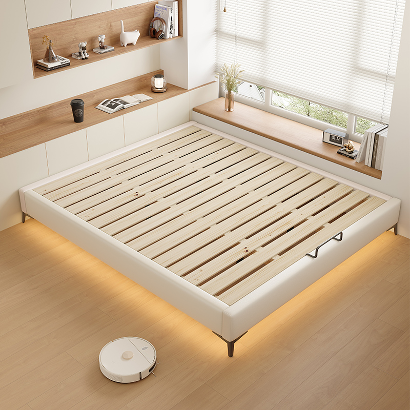 HF2X Bed Rack Rack Full Solid Wood Tatami Bed Frame No Bedside Small Apartment custom bed Any Size