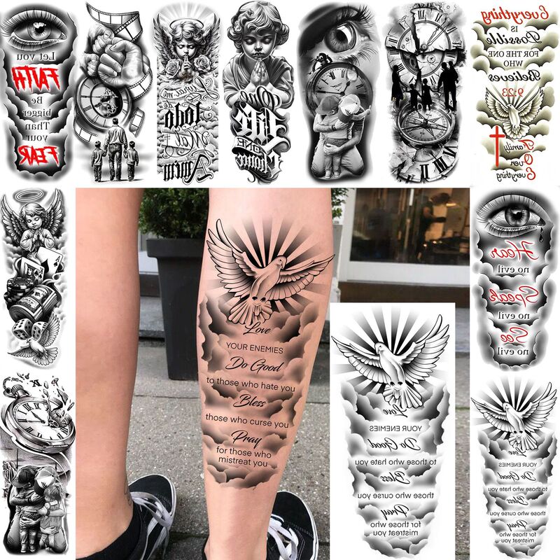 Cross-Border New Product Family Pigeon Tattoo Stickers Waterproof Long-Lasting Temporary Tattoos for Arms and Legs Temu European and American Tattoo