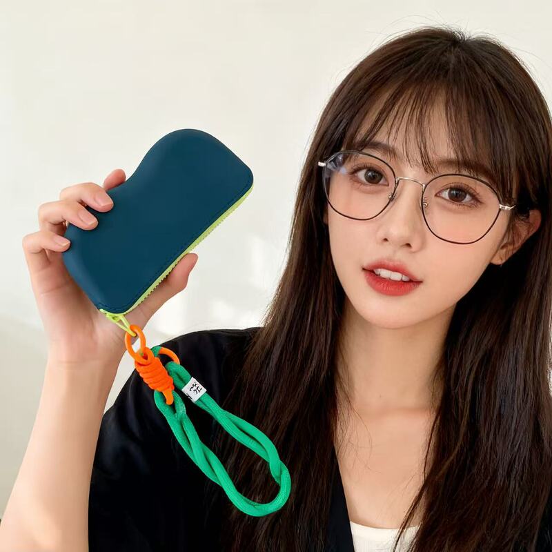 Cross-border Explosion Color Contrast Glasses Bag Sunglasses Protective Cover Glasses Storage Bag Convenient Carry-on Silicone Glasses Cover