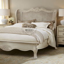 法国家具 美式法式复古床 雕花做旧双人床 德拉诺亚风格植物藤床