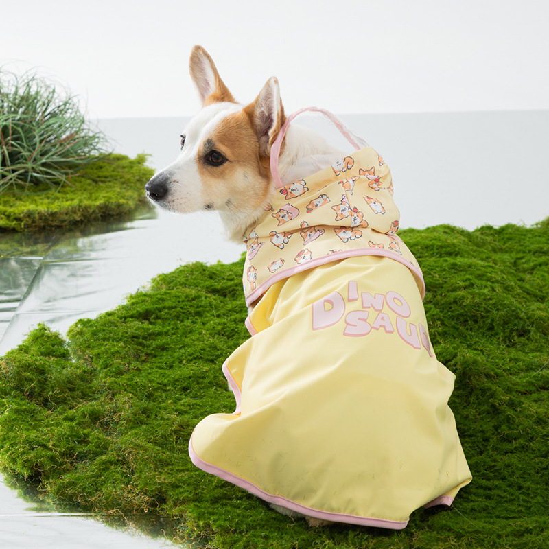 Corky Dog Full Color Imprint Corky Raincoat Pequeño día lluvioso ropa impermeable para perros de mascotas
