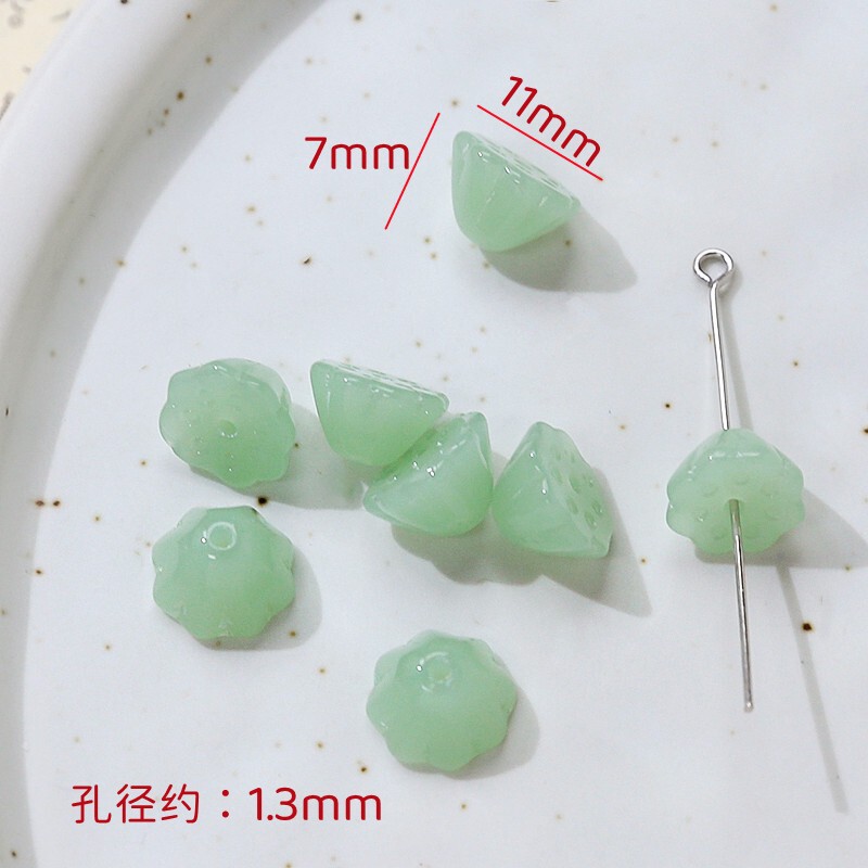 夏日荷花古风新中式莲花荷叶仿真水滴立体热缩片diy手工挂件|undefined