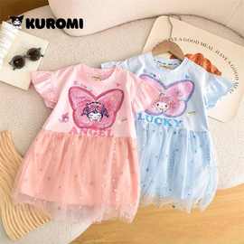 女童连衣裙2024新款夏季变色亮片公主裙洋气纱裙小女孩库洛米裙子