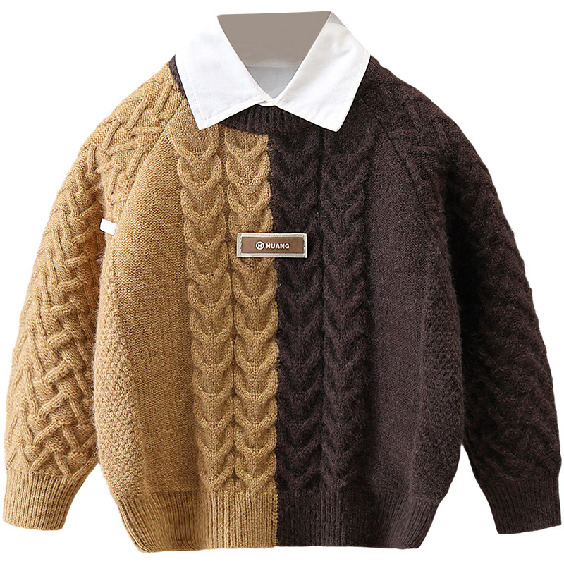 6513 suéter a juego de colores para niños 2025 nueva ropa de otoño e invierno ropa de moda para niños suéter de punto de moda para niños suéter de otoño image 6