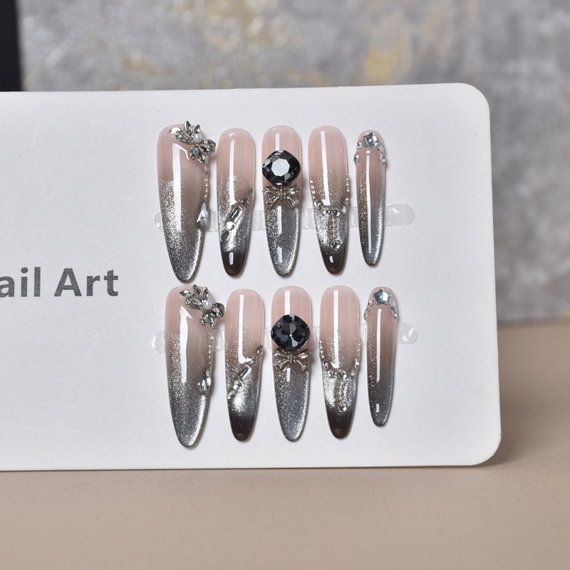 Armadura de vestir hecha a mano, uñas de vestir para perros finos, extraíble, de alta gama, lujo negro, uñas de diamantes brillantes, largas terminadas image 5