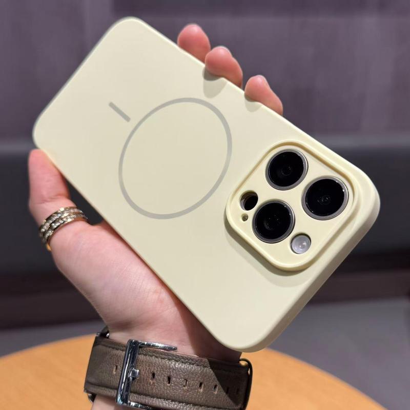液体シリコン製マグネット式iPhone17promax用スマホケース、Apple 16Pro用フルカバー耐衝撃保護ケース|undefined