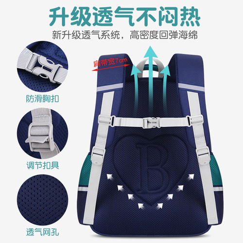 New Student Backpack for Boys and Girls, Suitable for First to Sixth Graders, Double Shoulder Bag with Large Capacity
