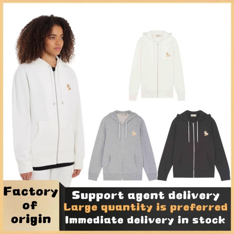 Mk Casual Zipper Coat Fox Embroidery Hoodie Couple Coat