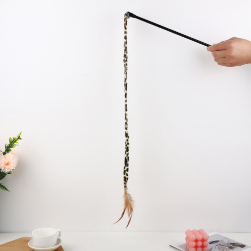 Amazon cross-border new cat pet toys leopard print cat funny stick colorful pattern feather cat funny stick