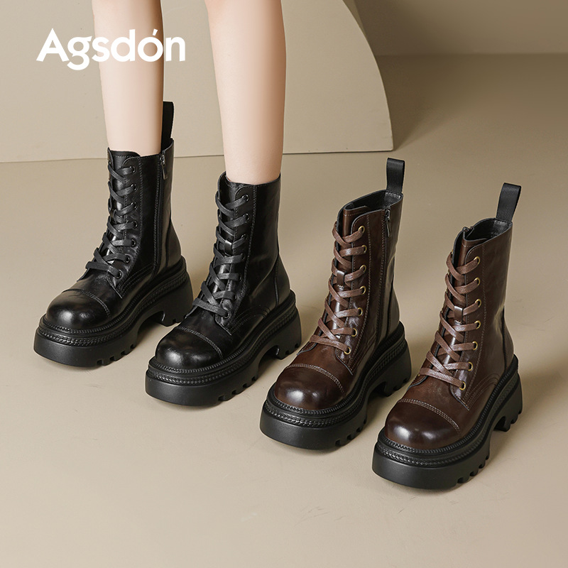 Auge Lion Den Martin botas mujeres 2026 nuevo otoño británico botas casuales con suela gruesa, botas medianas Maillard