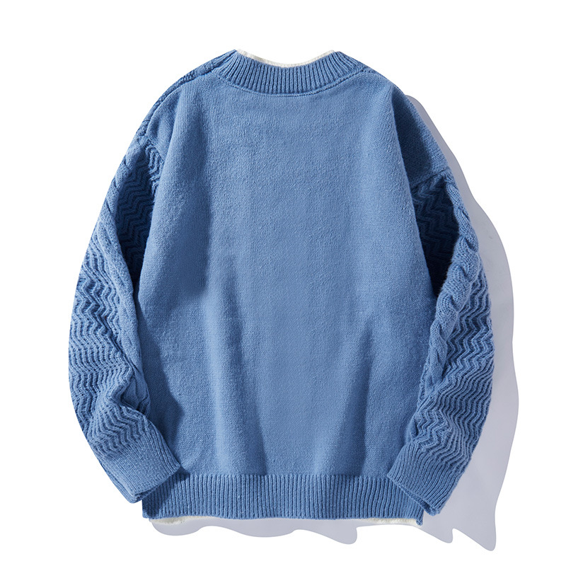 Herren-Pullover mit Zopfmuster und lockerer Passform – Retro-College-Pullover für Winter und Herbst_voghion.com