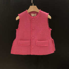 玫红色小香风马甲女2025年秋装小众高级复古洋气时髦休闲无袖上衣