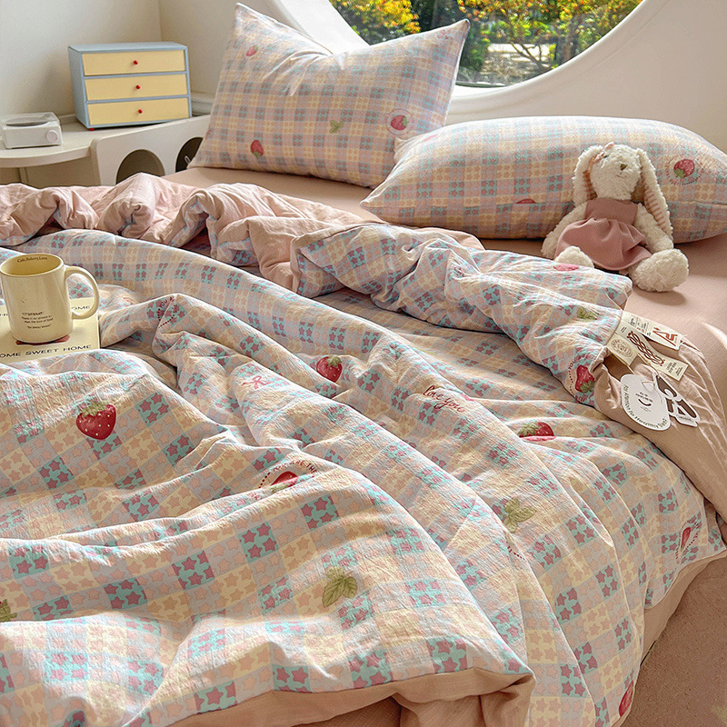 딸기가 있는 곳 [매우 부드러운 알몸 수면 이중 거즈 여름 이불]