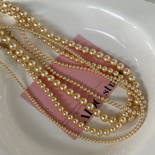 法式轻奢金色珍珠项链简约时尚通勤锁骨链复古气质高级感项饰批发