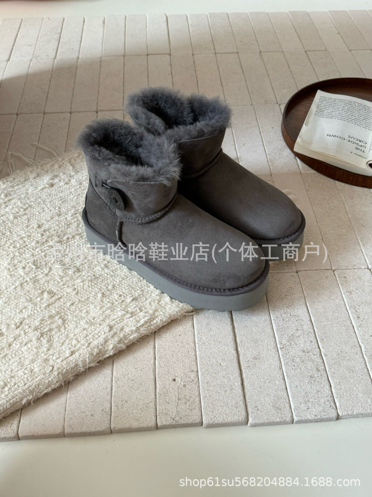 Sangpo botas de nieve de cabra de mujer un nuevo clásico de tubo largo con terciopelo grueso y calentamiento con zapatos de algodón