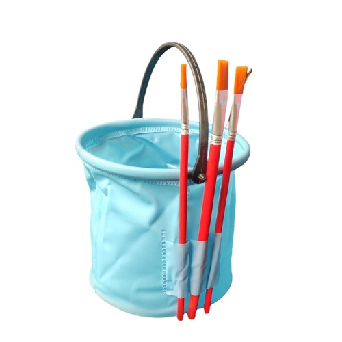 Factory-supplied small-sized multi-compartment pen washing bucket, colorful plastic folding pen holder with hard bottom, art painting pen washing cup, paint bucket