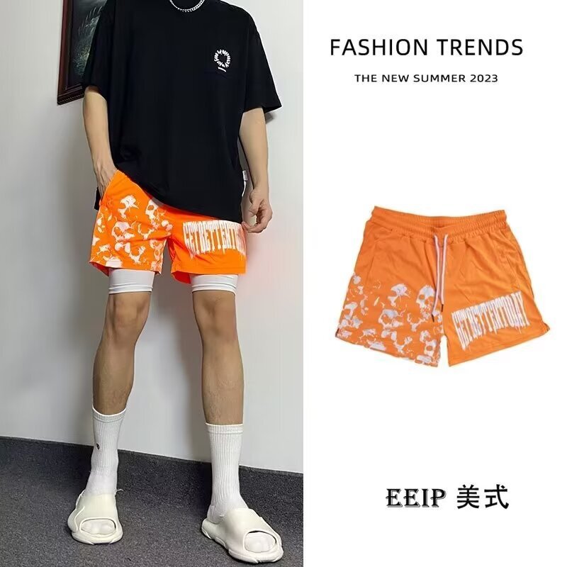 Hip hop style American sports shorts men's loose casual shorts summer new running training quick-drying ball pants
