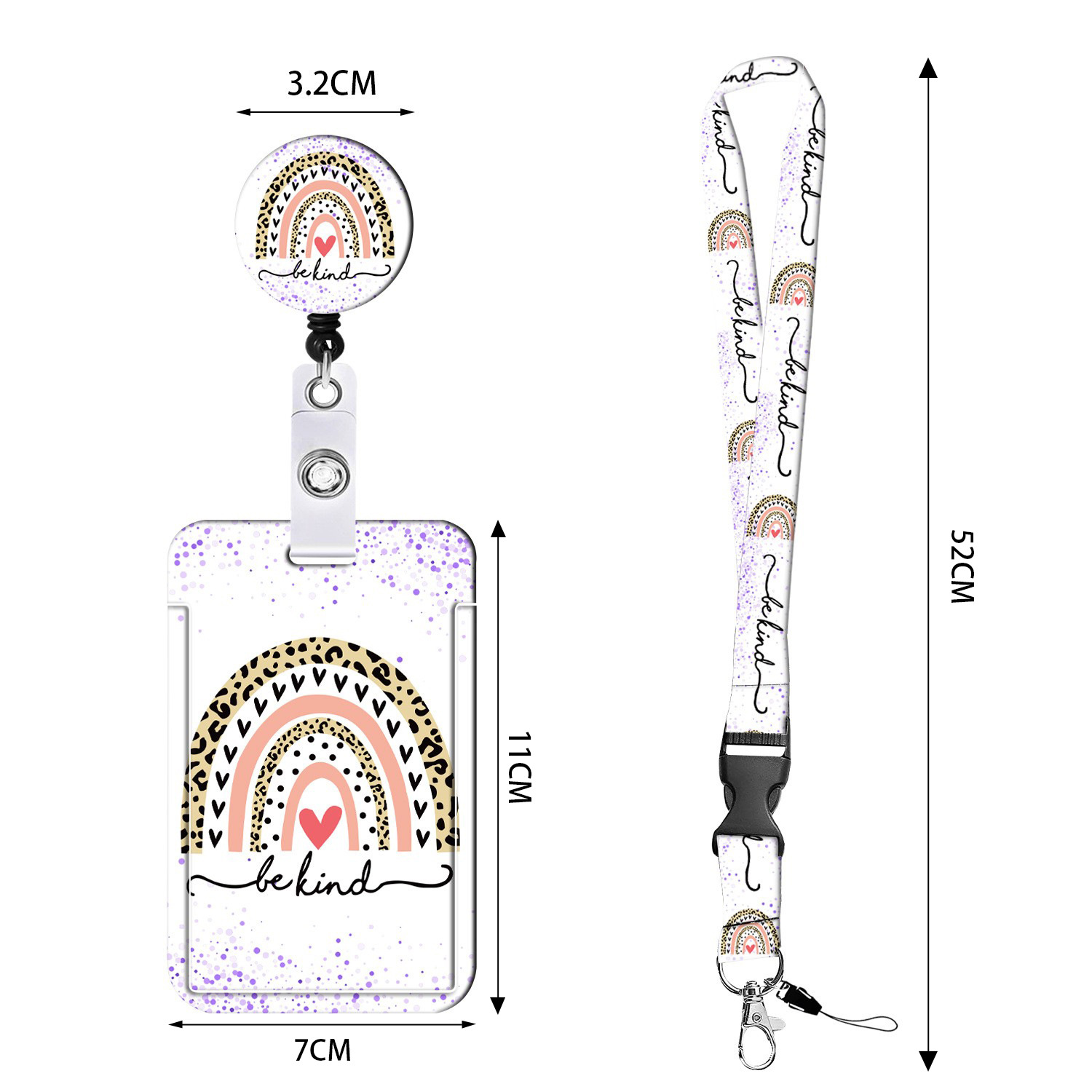 Negro parche epoxi Arco Iris fácil tirar hebilla fácil tirar leopardo lentejuelas Arco Iris impreso poliéster cordón PVC titular de la tarjeta