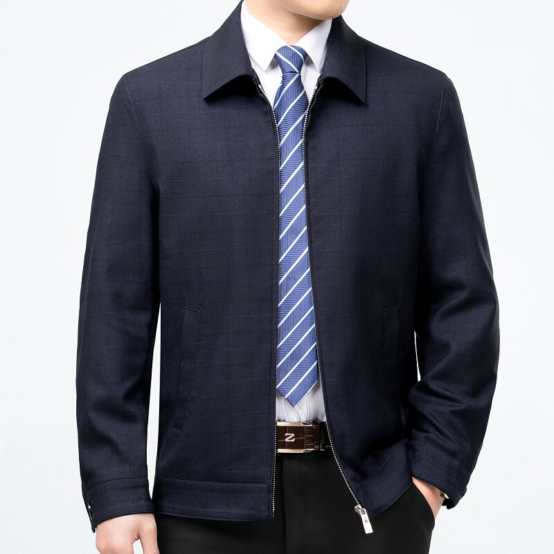 High-End Autumn and Winter Men's Jackets, Middle-Aged and Elderly Dad Jackets, Business Executive Lapels, Anti-Wrinkle, No-Iron Jackets