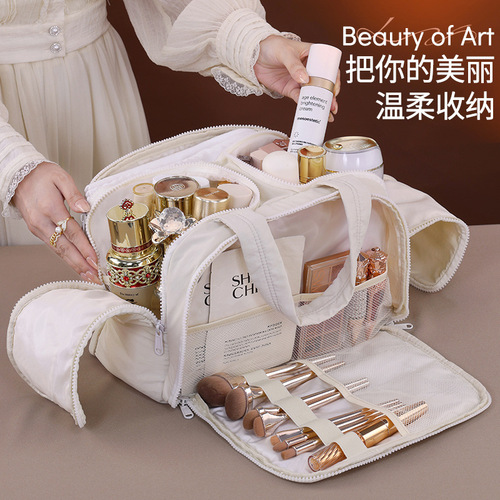 Cross-border multi-functional, ultra-large capacity, four-opening cosmetic bag, travel portable trolley box, cosmetic storage bag