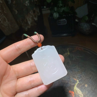Jin Yu Tang Xinjiang Hetian jade suet jade fu plate fu in front of you is white and delicate, carved fu with atmosphere