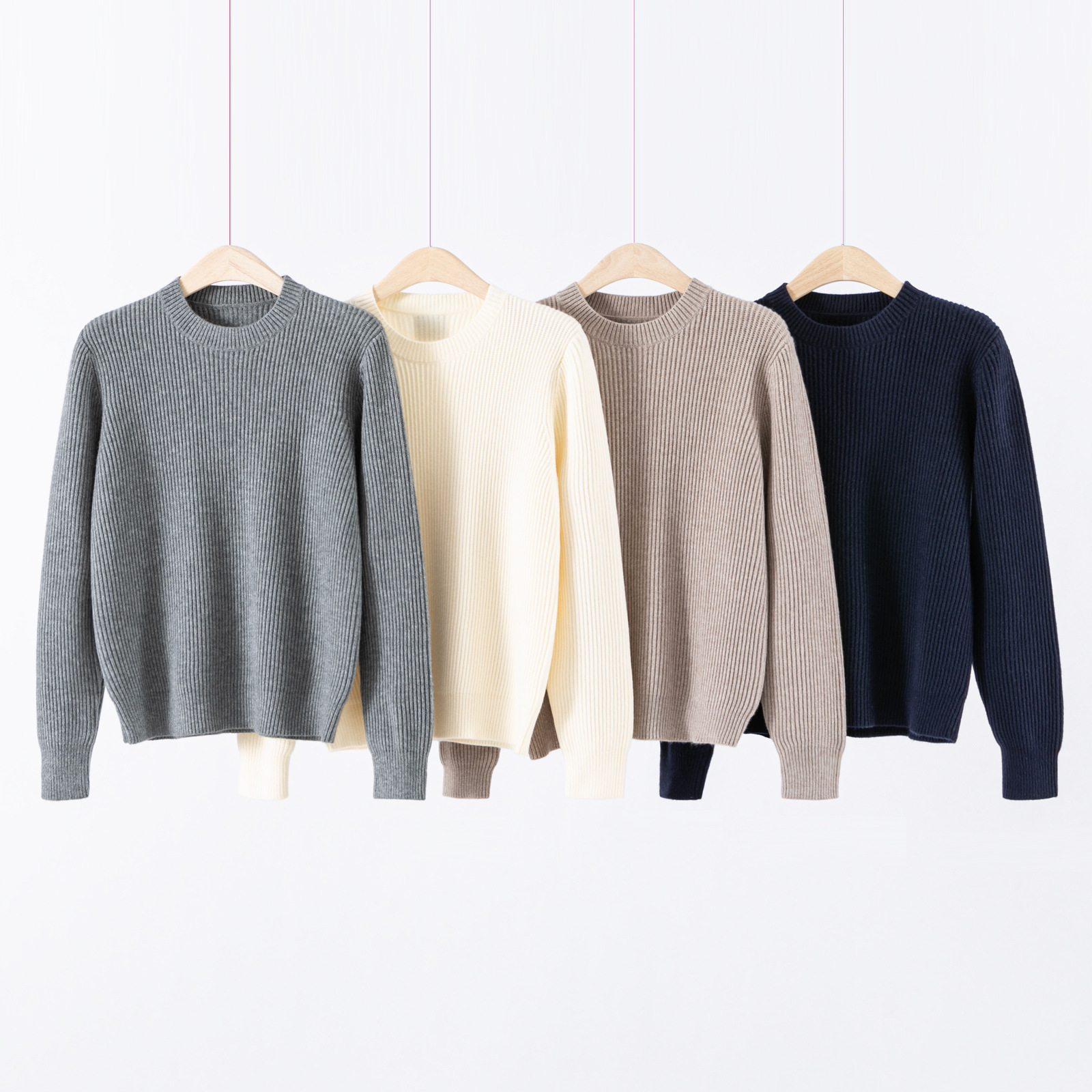 博伟韩系慵懒风粗针毛衣秋冬款针织衫女宽松圆领上衣长袖打底叠穿