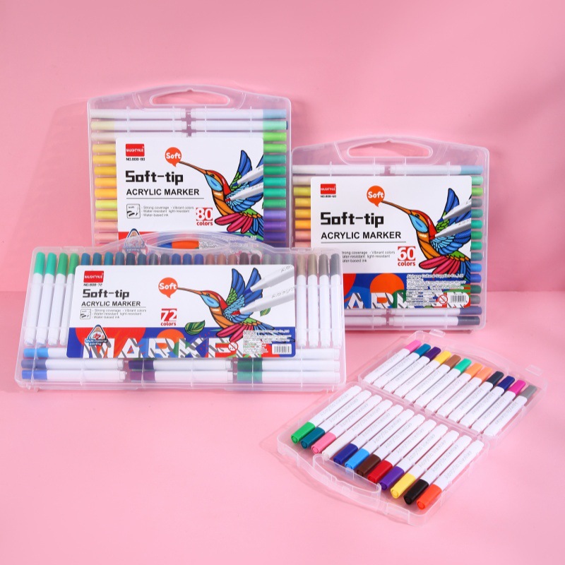 Acrílico marcador de lápiz para estudiantes de arte plegable color blando marcador de lápiz de secado rápido color opaco graffiti conjunto de lápiz de pintura