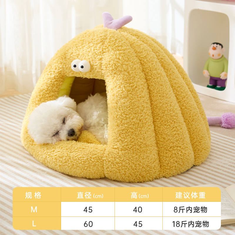 Nueva perrera para perros invierno cálido semi-cerrado nido para gatos almohadilla otoño e invierno pequeño monstruo en forma de gato suministros para mascotas al por mayor